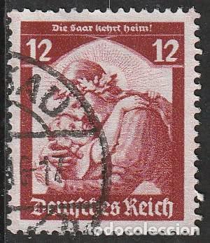Sellos: Alemania Reich 1935 Scott 450 Sello &ordm; SAAR Bienvenidos a casa Welcoming home Michel 567 Yvert 526