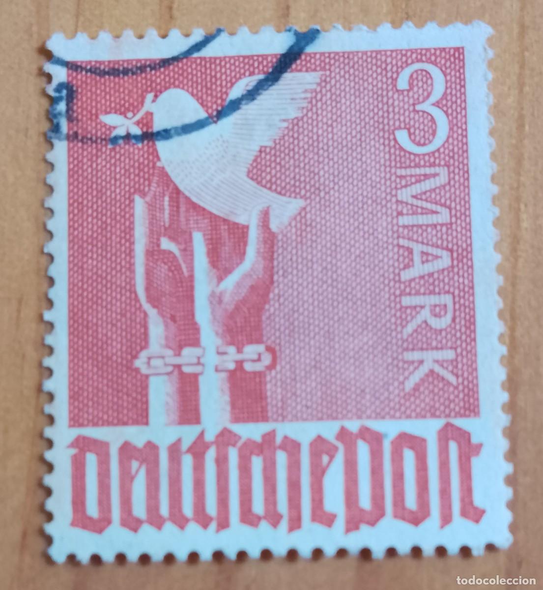 Sellos: AUSTRIA - V/F 3 MARK - A&Ntilde;O 1947 - PALOMA DE LA PAZ, OCUPACI&Oacute;N CONJUNTA ALIADA