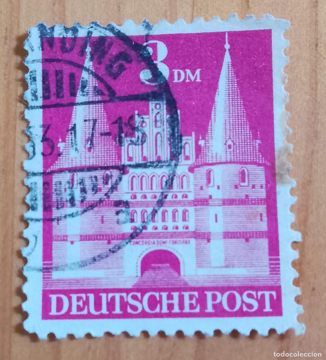 Sellos: AUSTRIA - V/F 3 DM - A&Ntilde;O 1948 - PUERTA DE HOLSTEN L&Uuml;BECK. BIZONA AMERICANA-BRITANICA