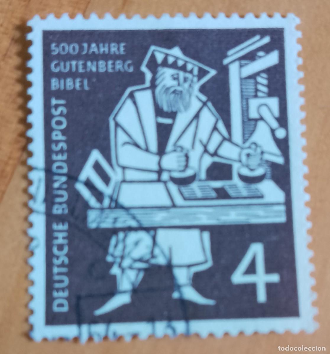 Sellos: ALEMANIA - V/F 4 - A&Ntilde;O 1954, 500 A&Ntilde;OS DE LA BIBLIA DE GUTENBERG