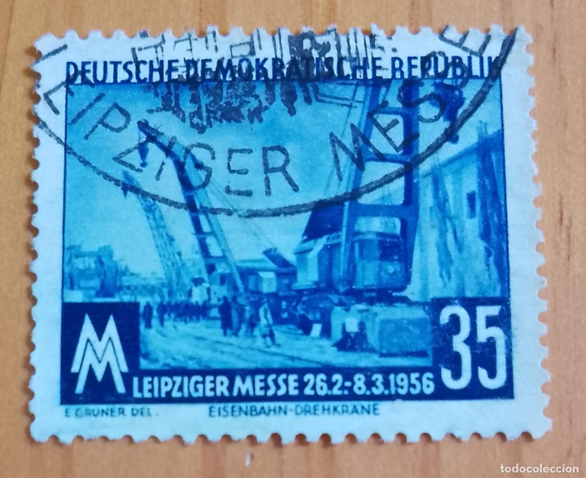 Sellos: ALEMANIA DEMOCR&Aacute;TICA - V/F 35 - FERIA DE LEIPZIGER 26.2.1956 -FERIA DE PRIMAVERA, GRUAS FERROVIARIAS