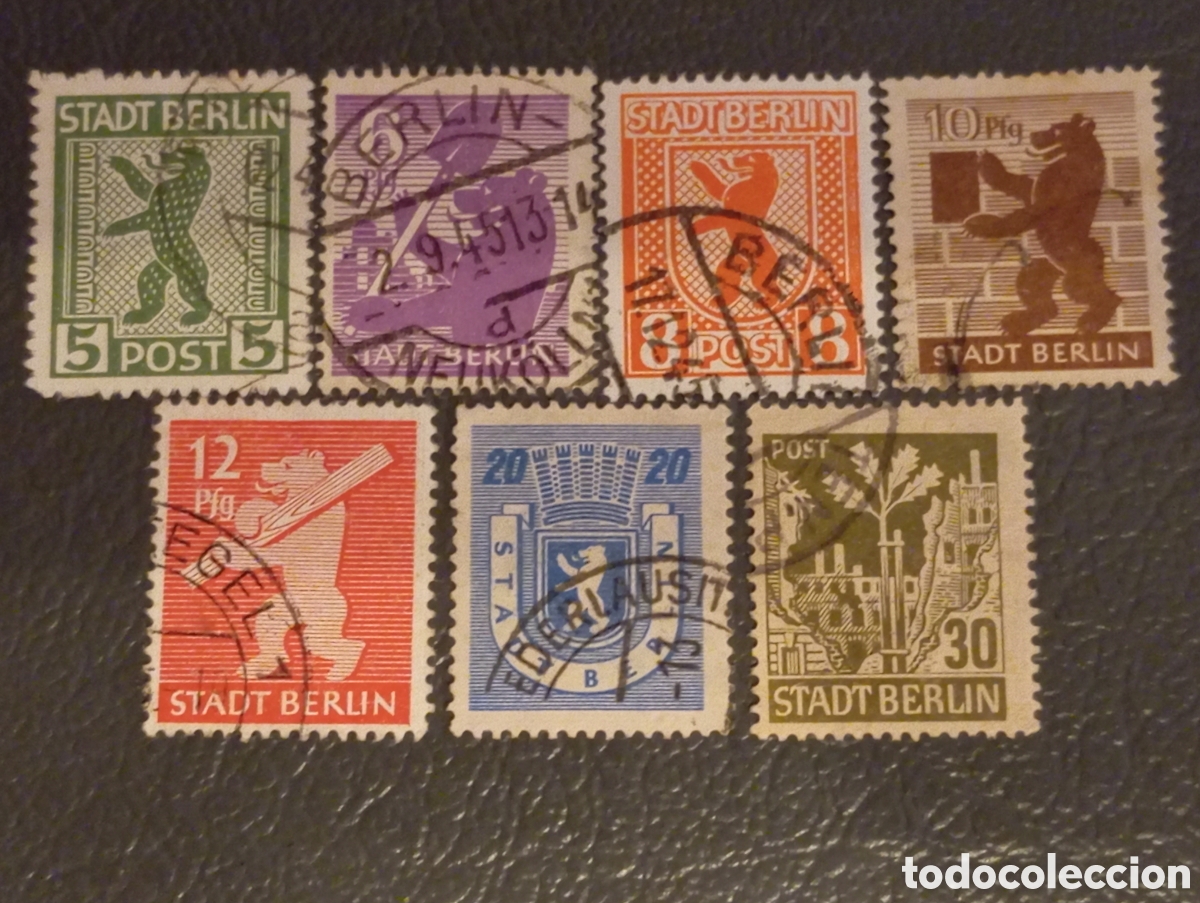Sellos: Lote 7 Sellos Stadt Berlin 1945 - Michel 1/7 - Serie Completa Oso