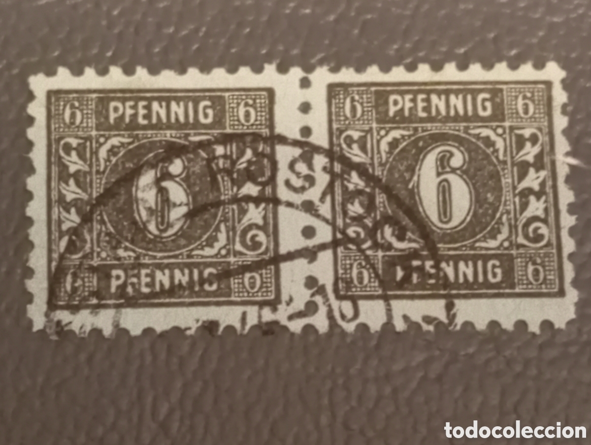 Sellos: Alemania 1945 - SBZ Mecklemburgo-Pomerania - 6 Pfennig - MiNr. 8 (Pareja Usada)