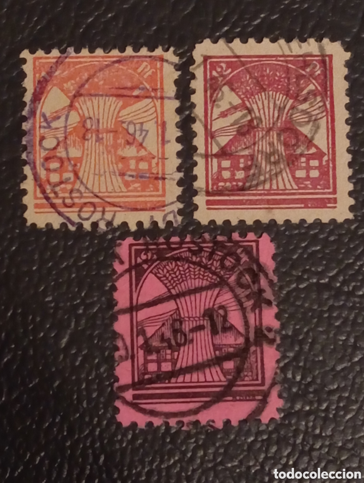Sellos: SBZ Mecklemburgo 1945 - Serie Reforma Agraria - 12 Pfennig Matasellados - MiNr. 18/19