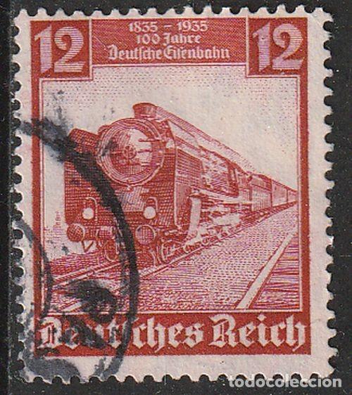 Sellos: Alemania Reich 1935 Scott 460 Sello &ordm; Centenario Tren Aguila &rdquo;Adler&rdquo; Primera Locomotora de la linea