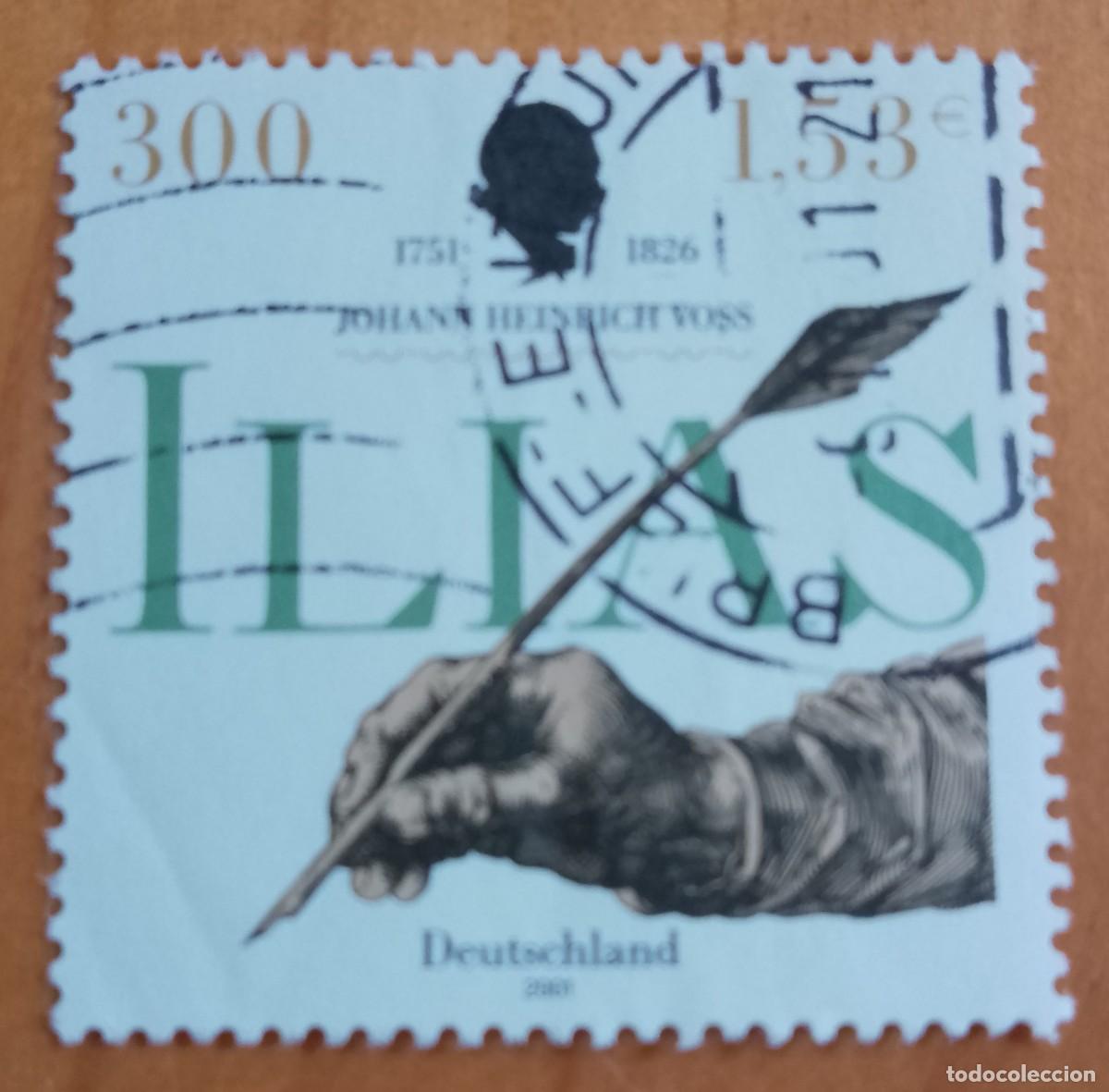 Sellos: ALEMANIA - V/F 300 - ILIAS, POETA: JOHANN HEINRICH, VOSS - 1751.1826 - MI 2170 - A&Ntilde;O 2001