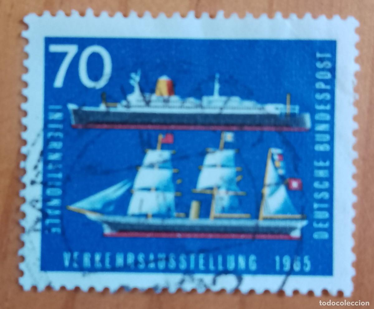 Sellos: ALEMANIA - V/F 70 - A&Ntilde;O 1965, EXPOSICI&Oacute;N INTERNACIONAL DE TRANSPORTE, BARCOS.