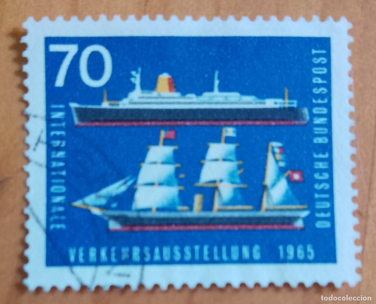 Sellos: ALEMANIA - V/F 70 - A&Ntilde;O 1965, EXPOSICI&Oacute;N INTERNACIONAL DE TRANSPORTE, BARCOS.