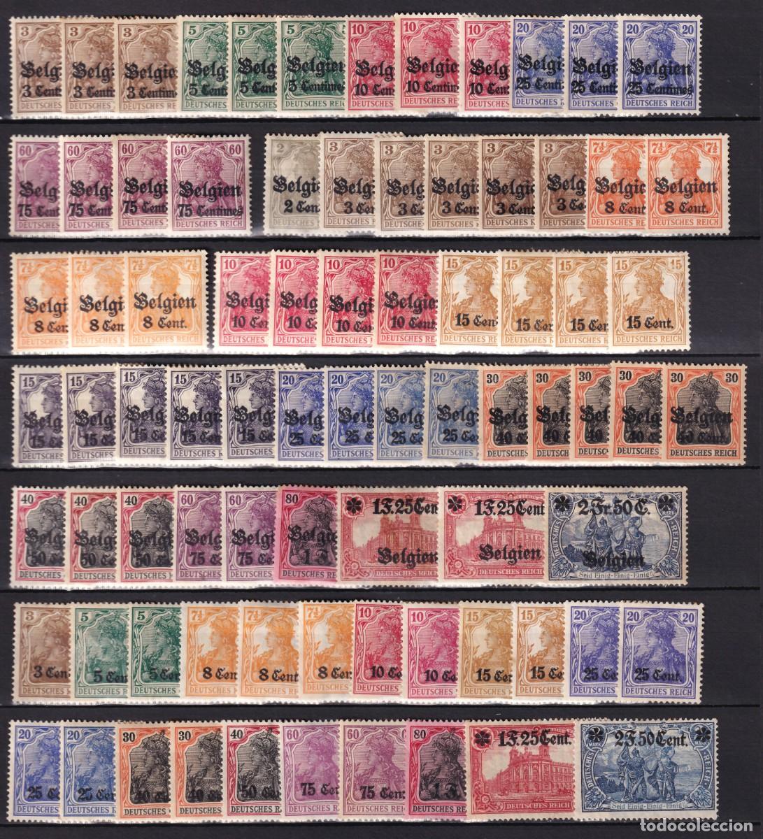 Stamps: B&eacute;lgica, Ocupaci&oacute;n Alemana, 1914 Distintos valores /*/