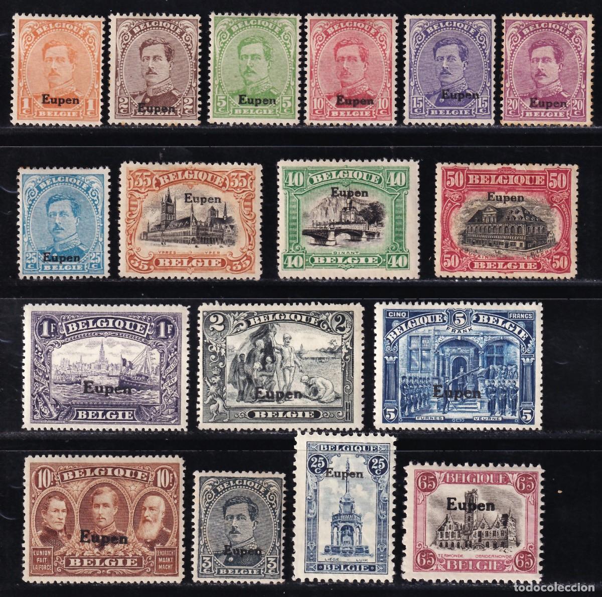 Stamps: Belgica, Ocupaci&oacute;n Alemana, Eupen, 1920 Y&T. 8 / 21, 36 / 38 /*/