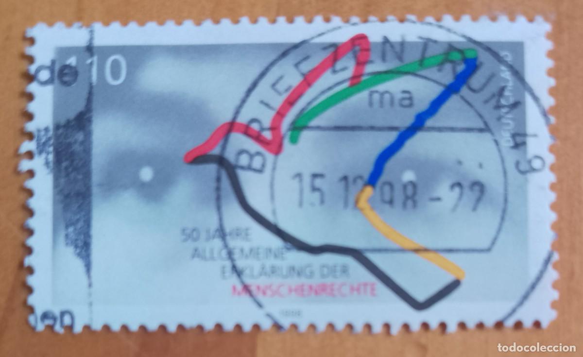 Sellos: ALEMANIA - V/F 110 - 50 A&Ntilde;OS DE LA DECLARACI&Oacute;N DE LOS DERECHOS HUMANOS - MATASELLO IDENTIFICATIVO