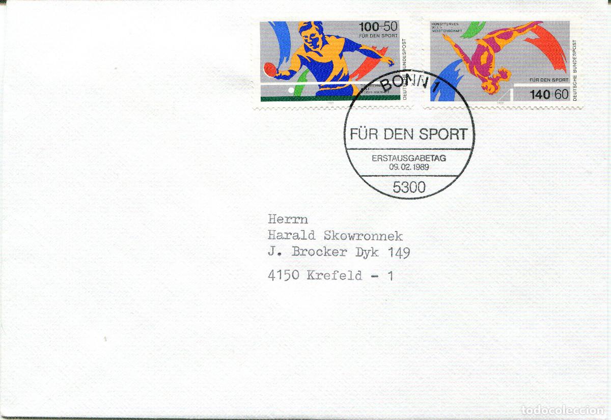 Sellos: ALEMANIA FEDERAL 1989 CARTA FDC MICHEL DE 1408-1409