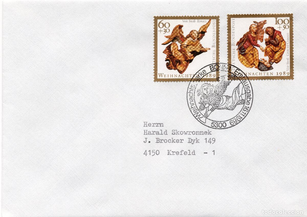 Sellos: ALEMANIA FEDERAL 1989 CARTA FDC MICHEL DE 1442-1443