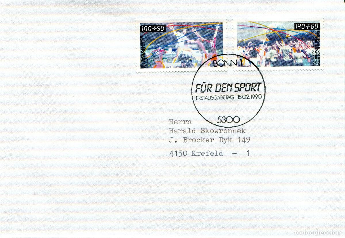 Sellos: ALEMANIA FEDERAL 1990 CARTA FDC MICHEL DE 1449-1450