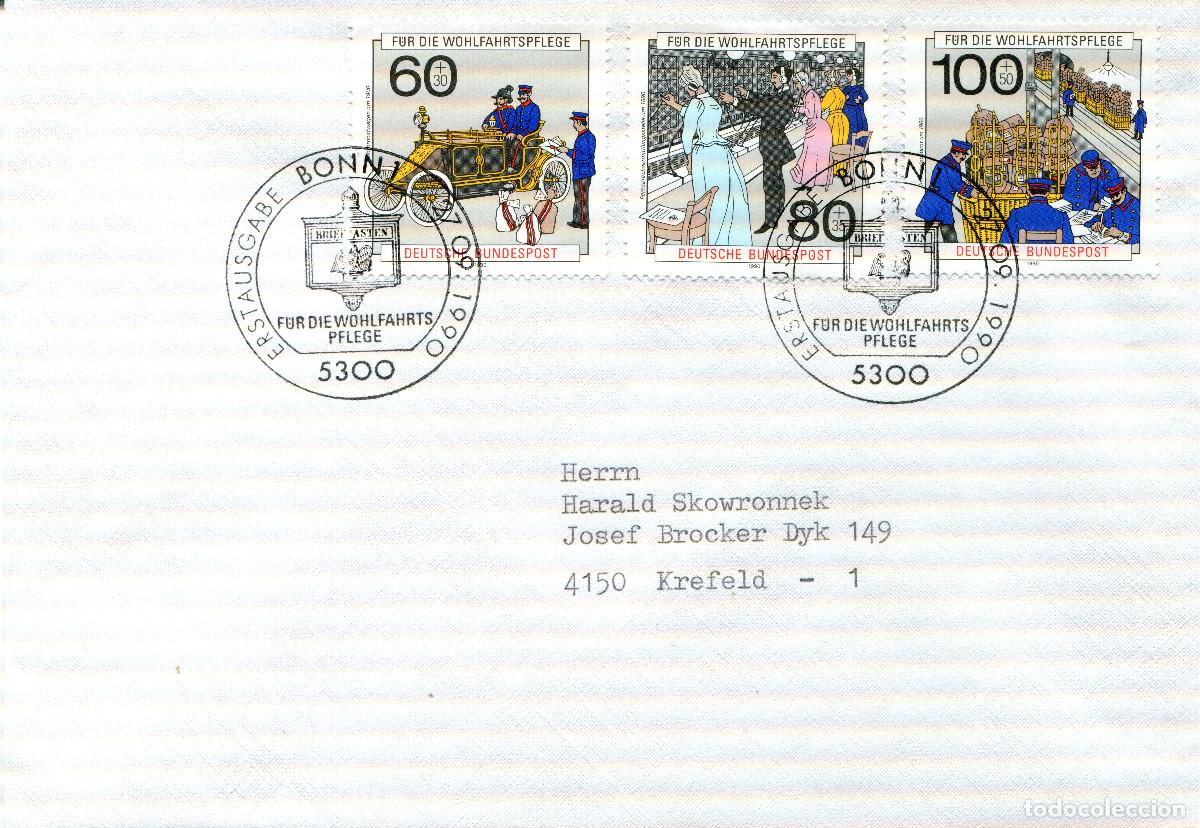 Sellos: ALEMANIA FEDERAL 1990 CARTA FDC MICHEL DE 1474-1476