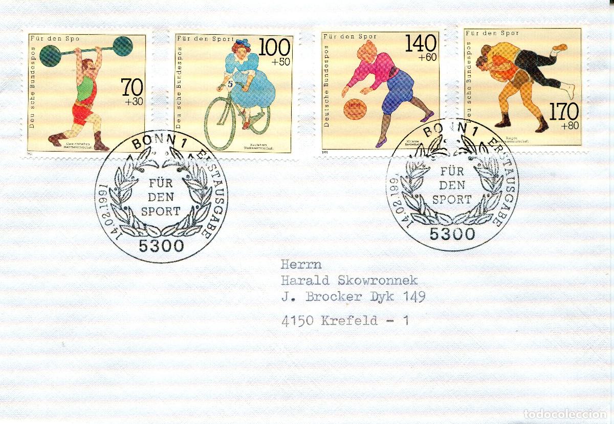 Sellos: ALEMANIA FEDERAL 1991 CARTA FDC MICHEL DE 1499-1502