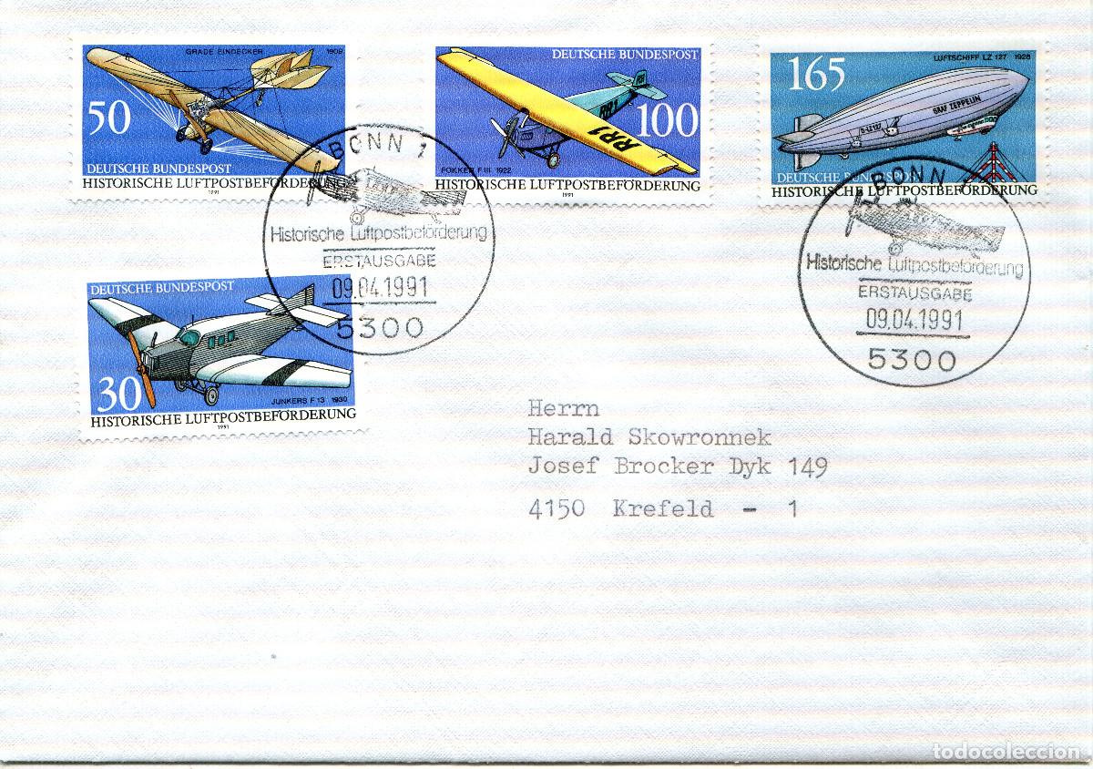 Sellos: ALEMANIA FEDERAL 1991 CARTA FDC MICHEL DE 1522-1525