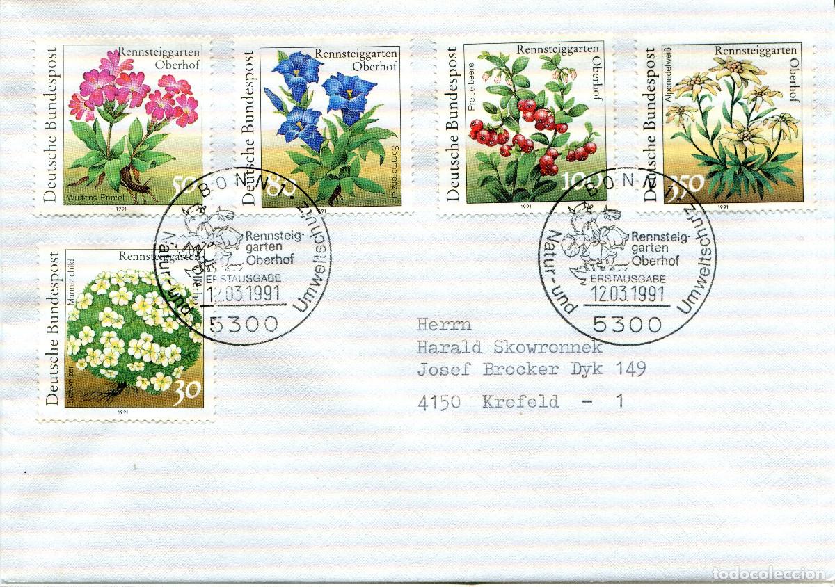 Sellos: ALEMANIA FEDERAL 1991 CARTA FDC MICHEL DE 1505-1509