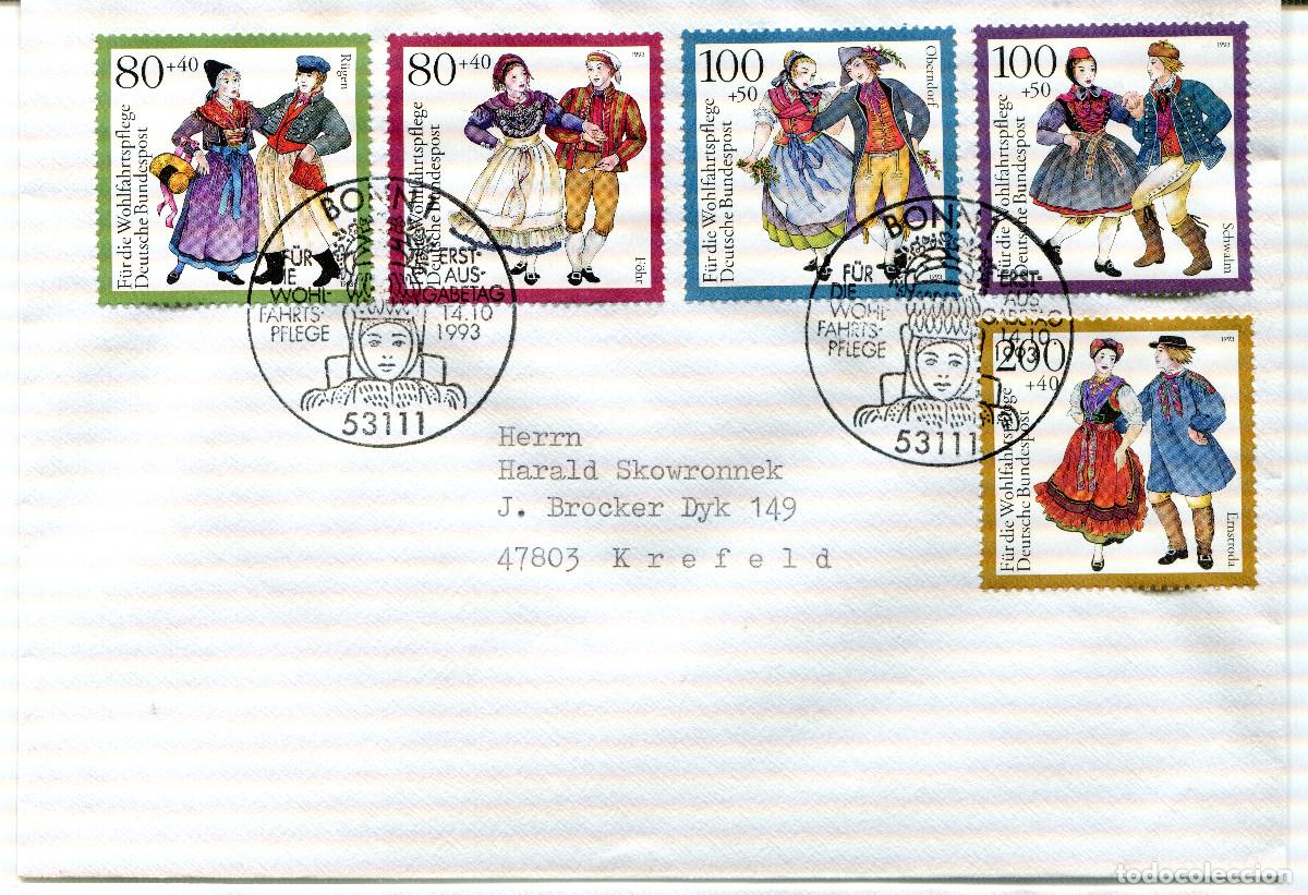 Sellos: ALEMANIA FEDERAL 1993 CARTA FDC MICHEL DE 1696-1700