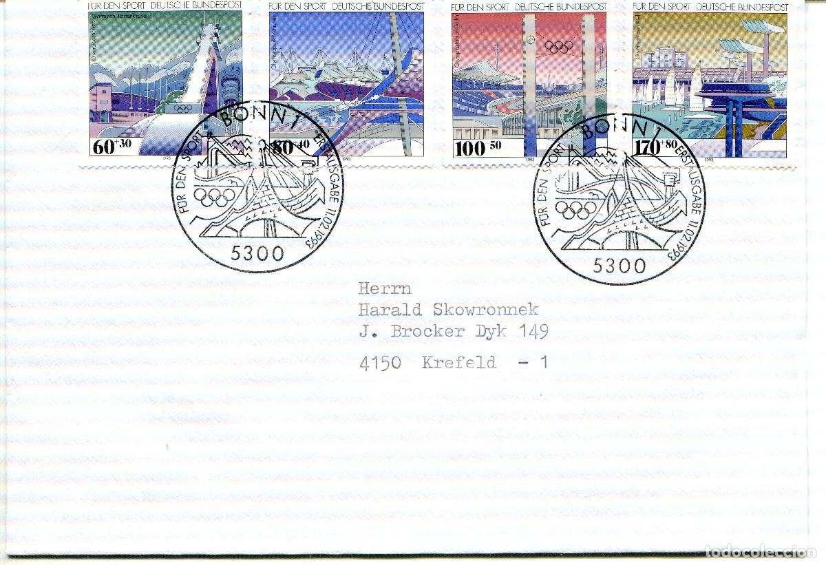 Sellos: ALEMANIA FEDERAL 1993 CARTA FDC MICHEL DE 1650-1653