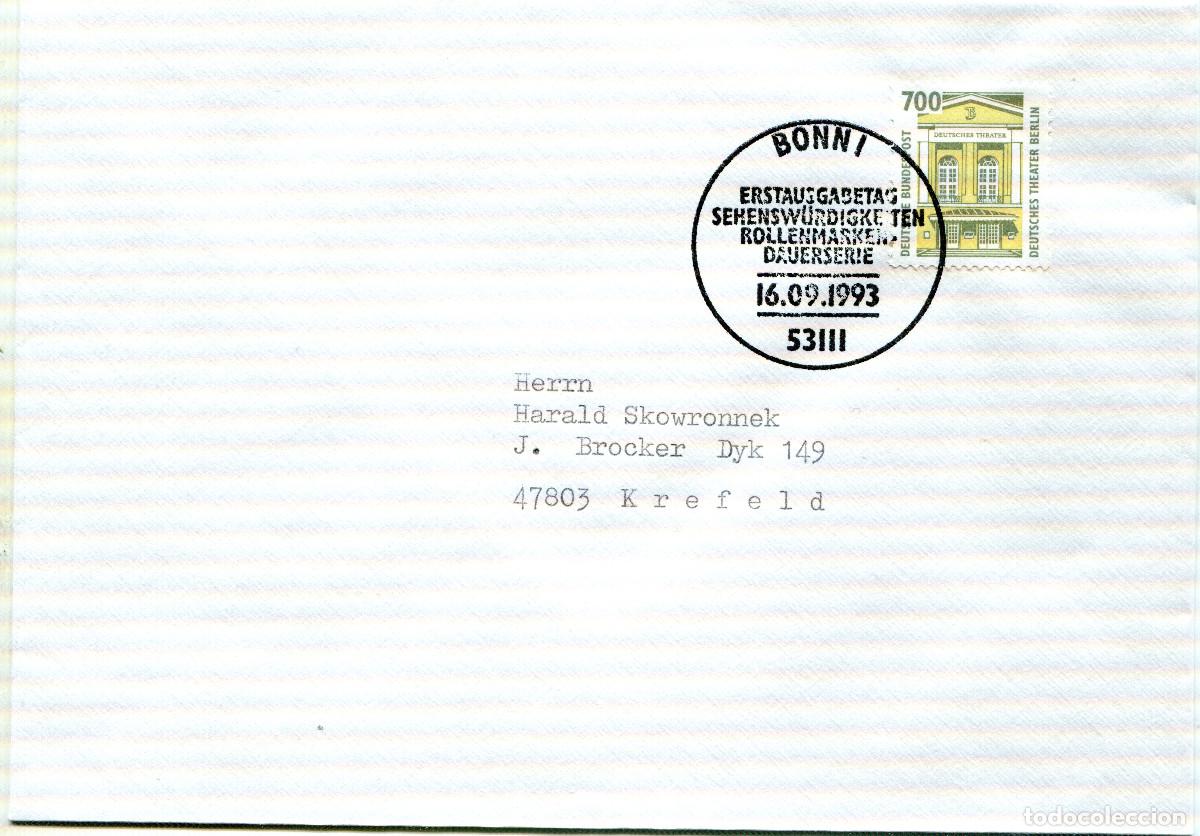 Sellos: ALEMANIA FEDERAL 1993 CARTA FDC MICHEL DE 1691