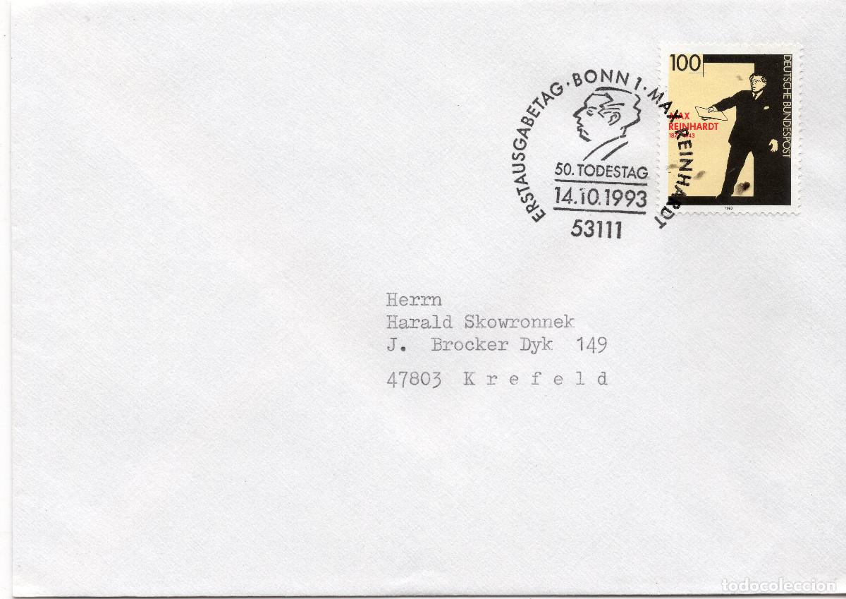 Sellos: ALEMANIA FEDERAL 1993 CARTA FDC MICHEL DE 1703