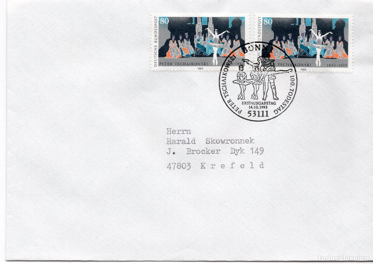 Sellos: ALEMANIA FEDERAL 1993 CARTA FDC MICHEL DE 1702