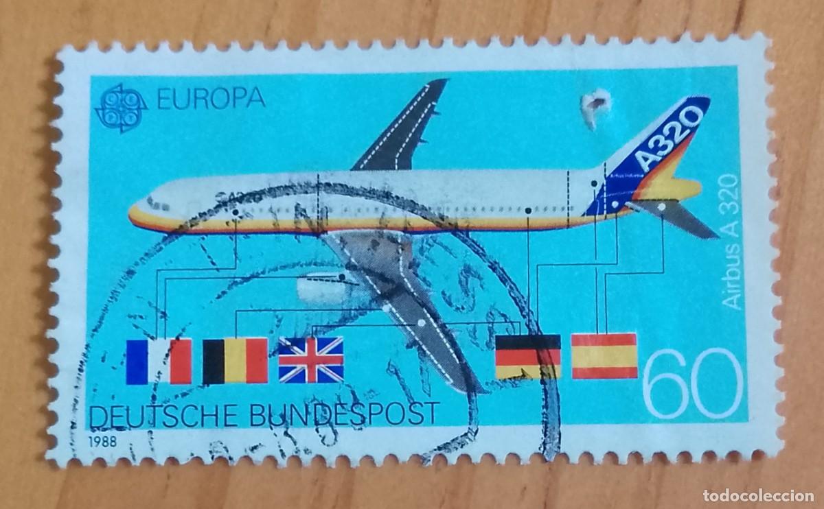 Sellos: ALEMANIA - V/F 60 - A&Ntilde;O 1988 - EUROPA, CEPT - AVI&Oacute;N, TRANSPORTE Y MEDIOS DE COMUNICACI&Oacute;N.