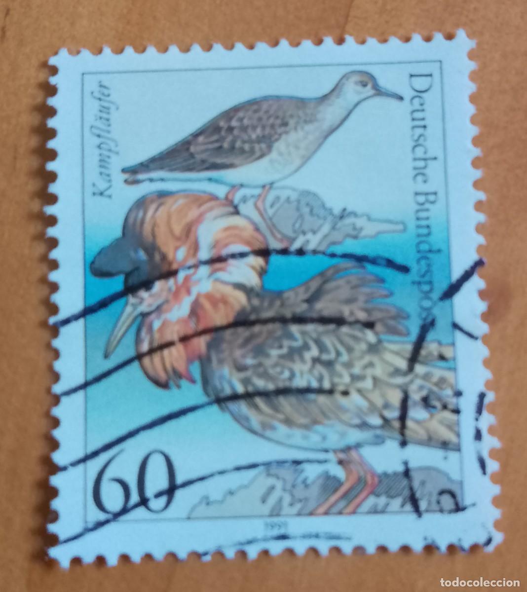 Sellos: ALEMANIA - V/F 60 - A&Ntilde;O 1991 - FAUNA, AVE, KAMPFL&Auml;UFER