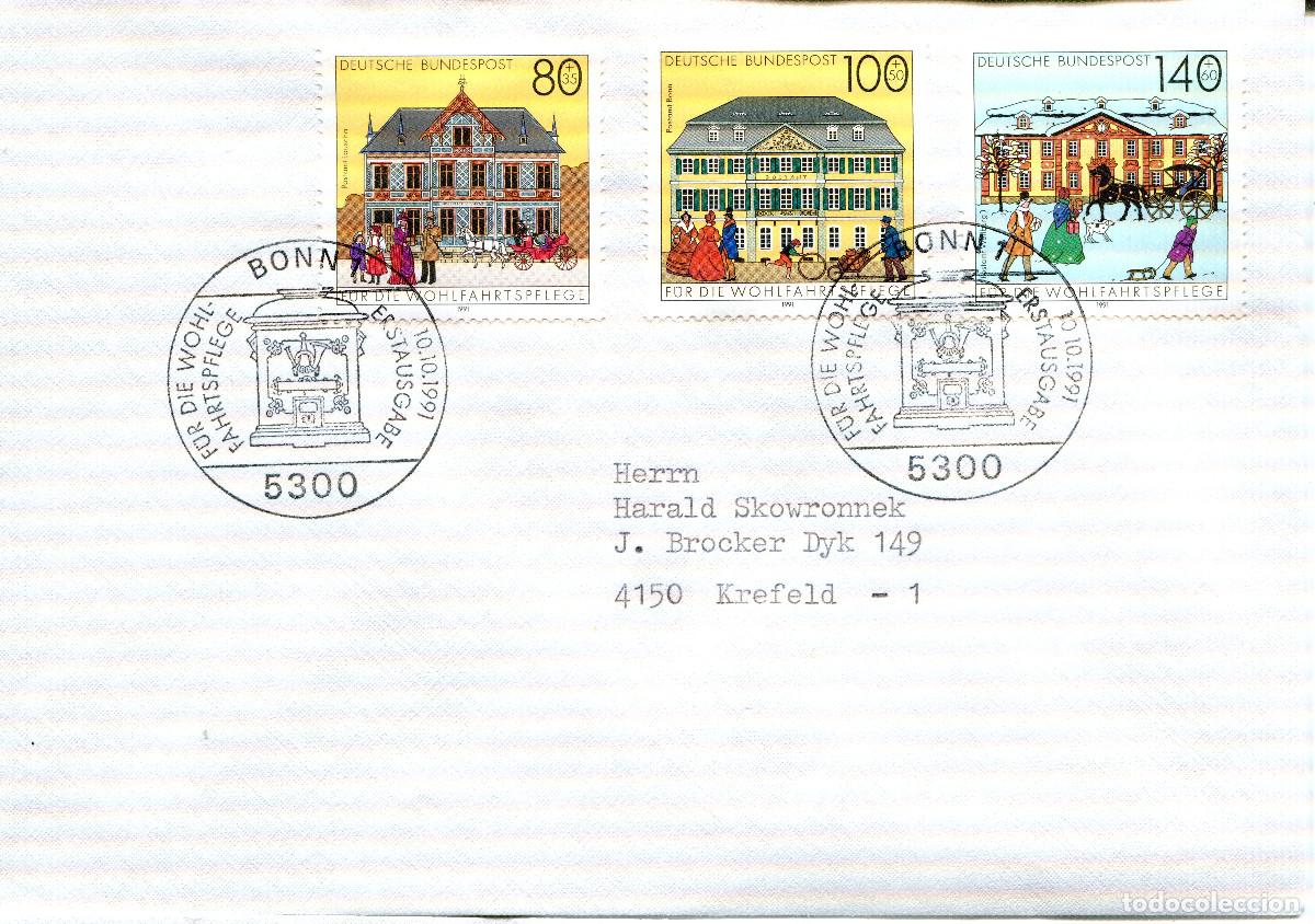 Sellos: ALEMANIA FEDERAL 1991 CARTA FDC MICHEL DE 1566-1568