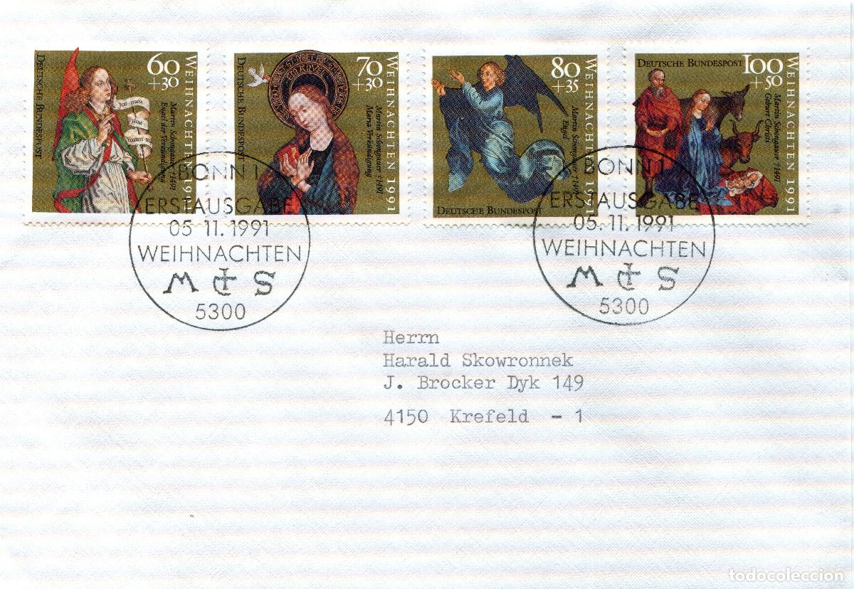 Sellos: ALEMANIA FEDERAL 1991 CARTA FDC MICHEL DE 1578-1581