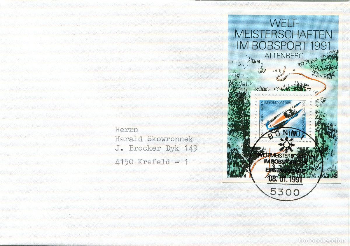 Sellos: ALEMANIA FEDERAL 1991 CARTA FDC MICHEL DE BL23