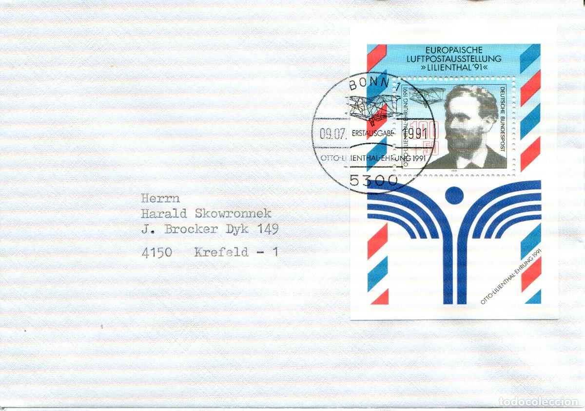 Sellos: ALEMANIA FEDERAL 1991 CARTA FDC MICHEL DE BL24