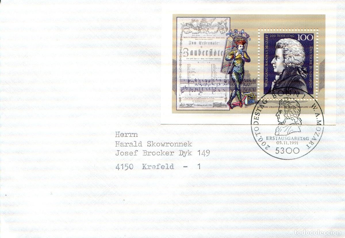 Sellos: ALEMANIA FEDERAL 1991 CARTA FDC MICHEL DE BL26