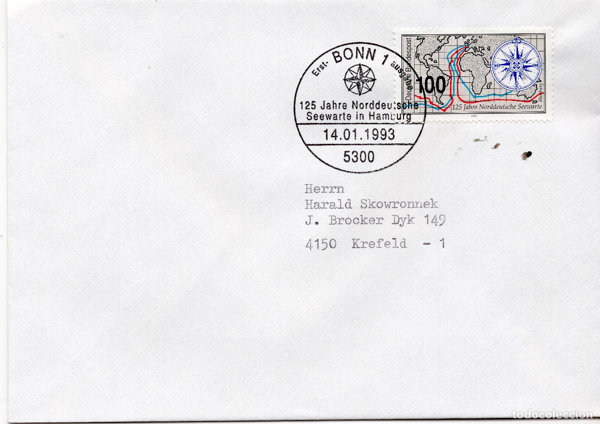 Sellos: ALEMANIA FEDERAL 1993 CARTA FDC MICHEL DE 1647