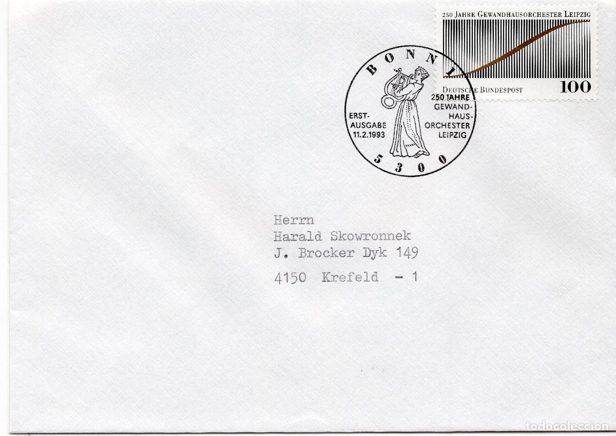 Sellos: ALEMANIA FEDERAL 1993 CARTA FDC MICHEL DE 1654
