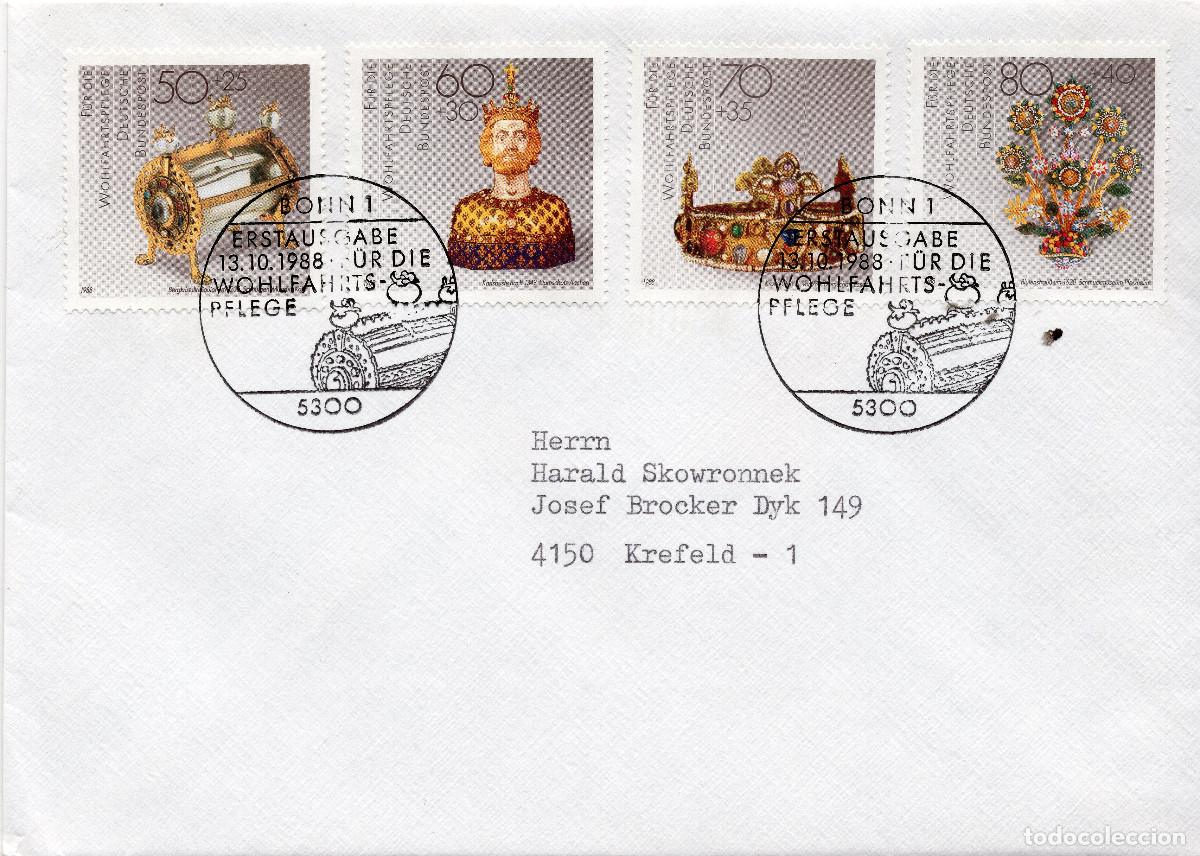 Timbres: ALEMANIA FEDERAL 1988 CARTA FDC MICHEL DE 1383-1386