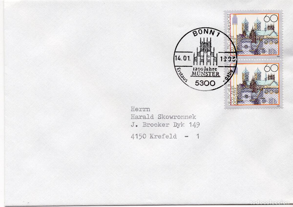 Sellos: ALEMANIA FEDERAL 1993 CARTA FDC MICHEL DE 1645