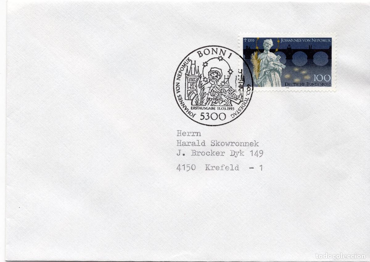 Sellos: ALEMANIA FEDERAL 1993 CARTA FDC MICHEL DE 1655