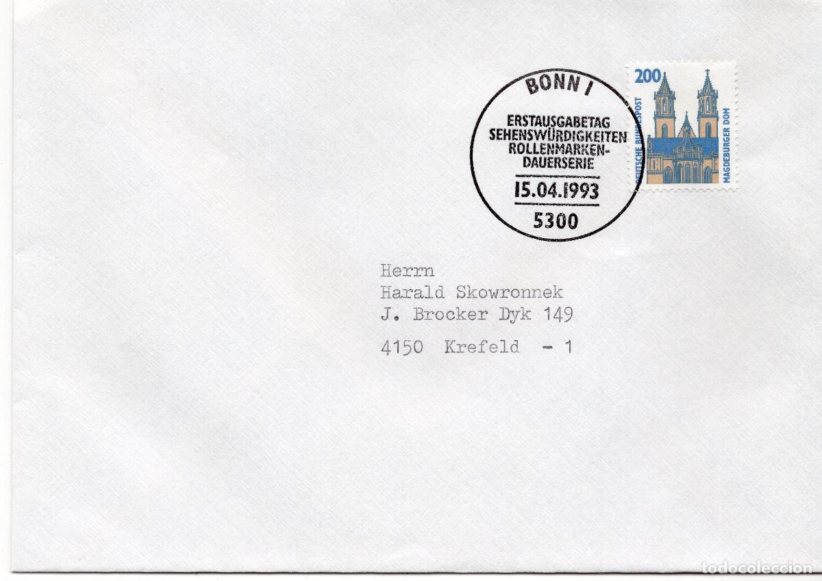Sellos: ALEMANIA FEDERAL 1993 CARTA FDC MICHEL DE 1665