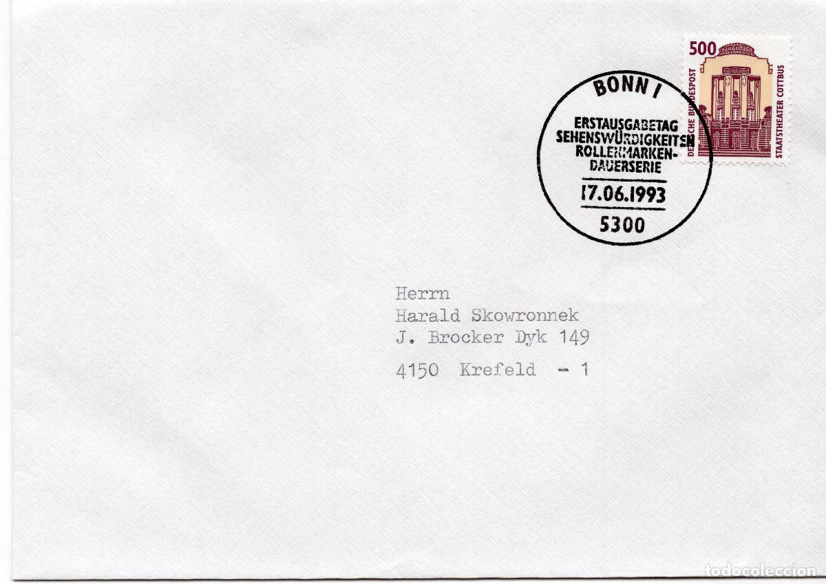 Sellos: ALEMANIA FEDERAL 1993 CARTA FDC MICHEL DE 1679