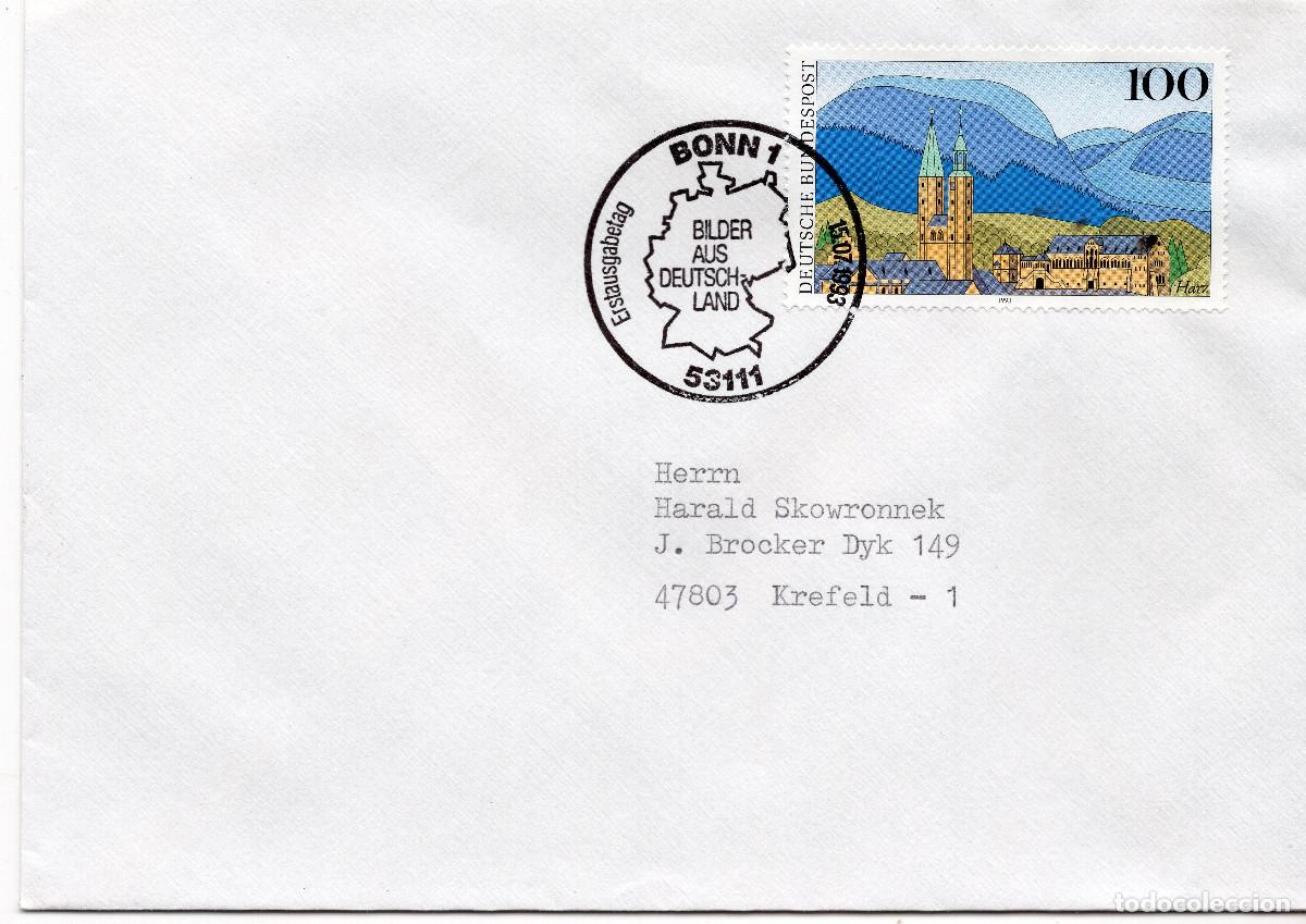 Sellos: ALEMANIA FEDERAL 1993 CARTA FDC MICHEL DE 1685