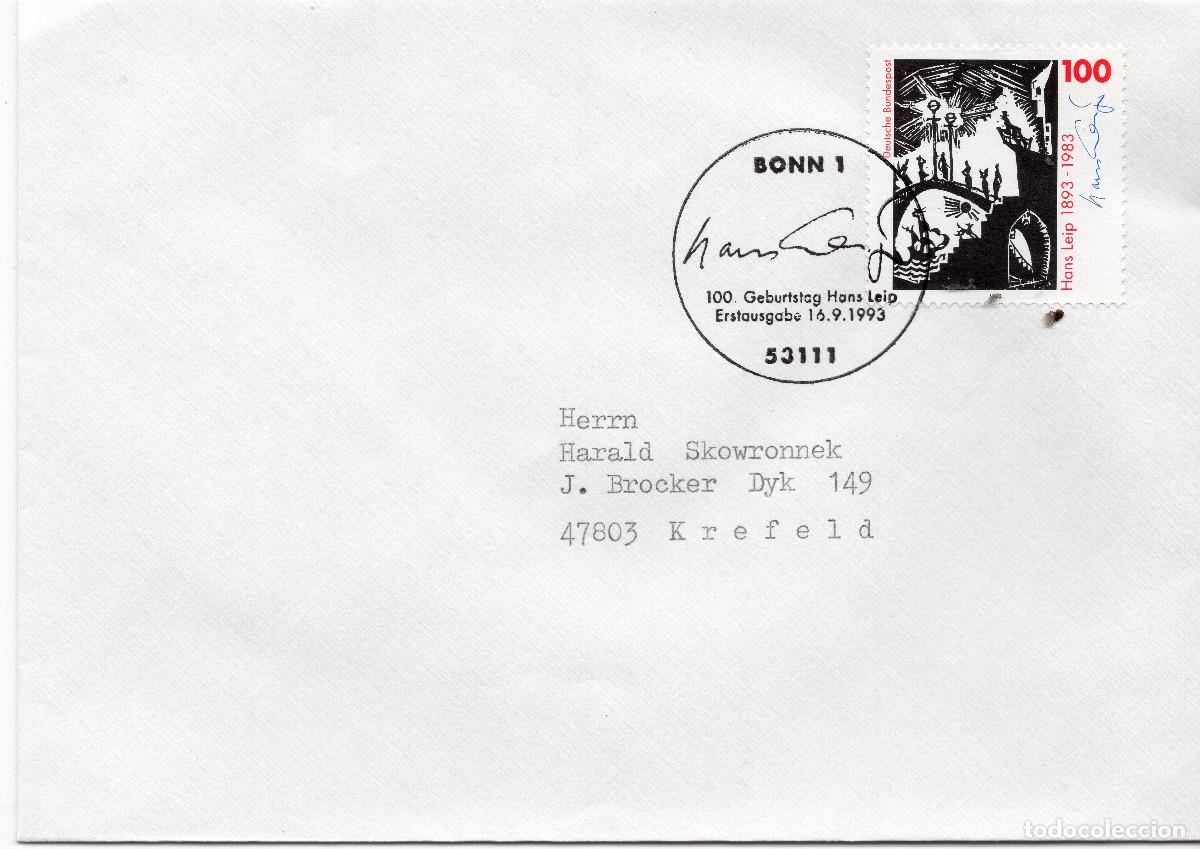 Sellos: ALEMANIA FEDERAL 1993 CARTA FDC MICHEL DE 1694