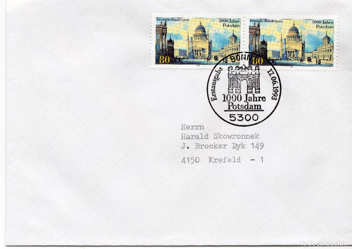 Sellos: ALEMANIA FEDERAL 1993 CARTA FDC MICHEL DE 1680