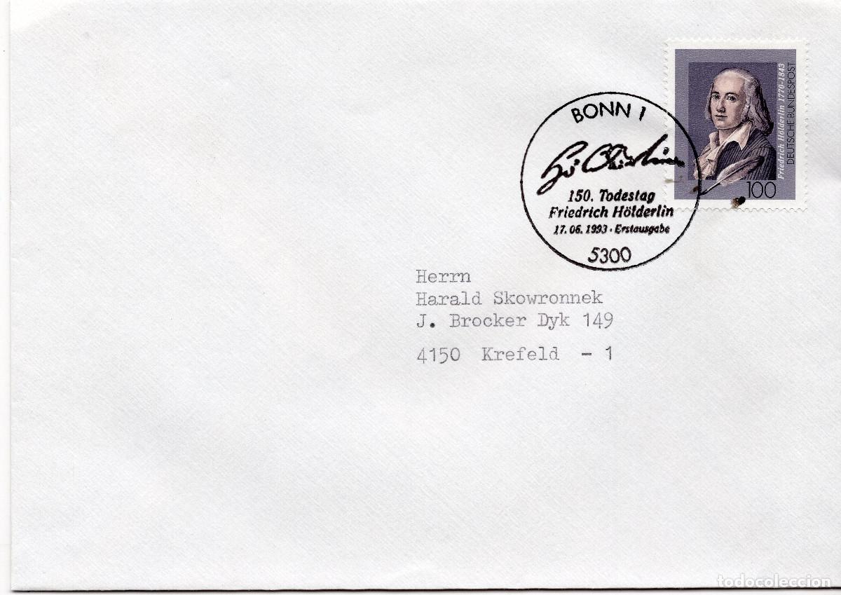 Sellos: ALEMANIA FEDERAL 1993 CARTA FDC MICHEL DE 1681