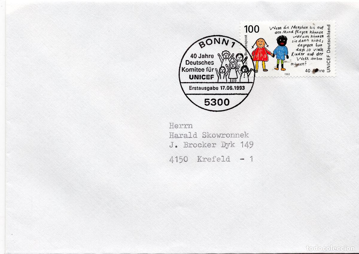 Sellos: ALEMANIA FEDERAL 1993 CARTA FDC MICHEL DE 1682