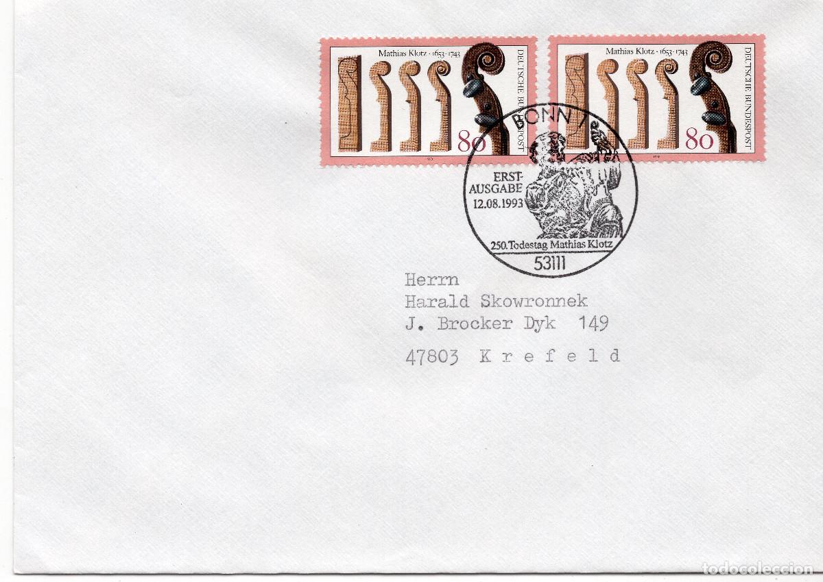 Sellos: ALEMANIA FEDERAL 1993 CARTA FDC MICHEL DE 1688
