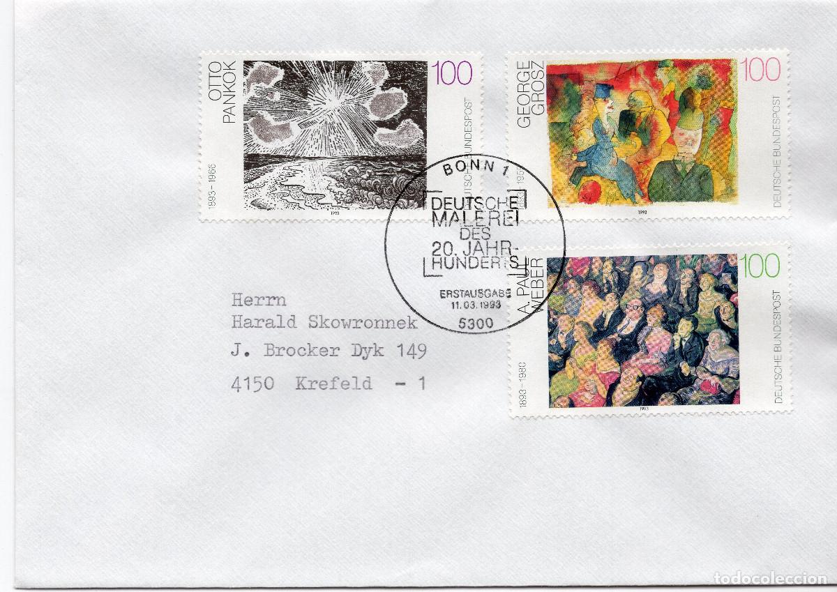 Sellos: ALEMANIA FEDERAL 1993 CARTA FDC MICHEL DE 1656-1658