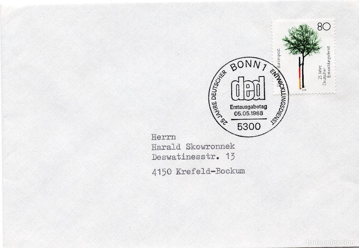 Sellos: ALEMANIA FEDERAL 1988 CARTA FDC MICHEL DE 1373