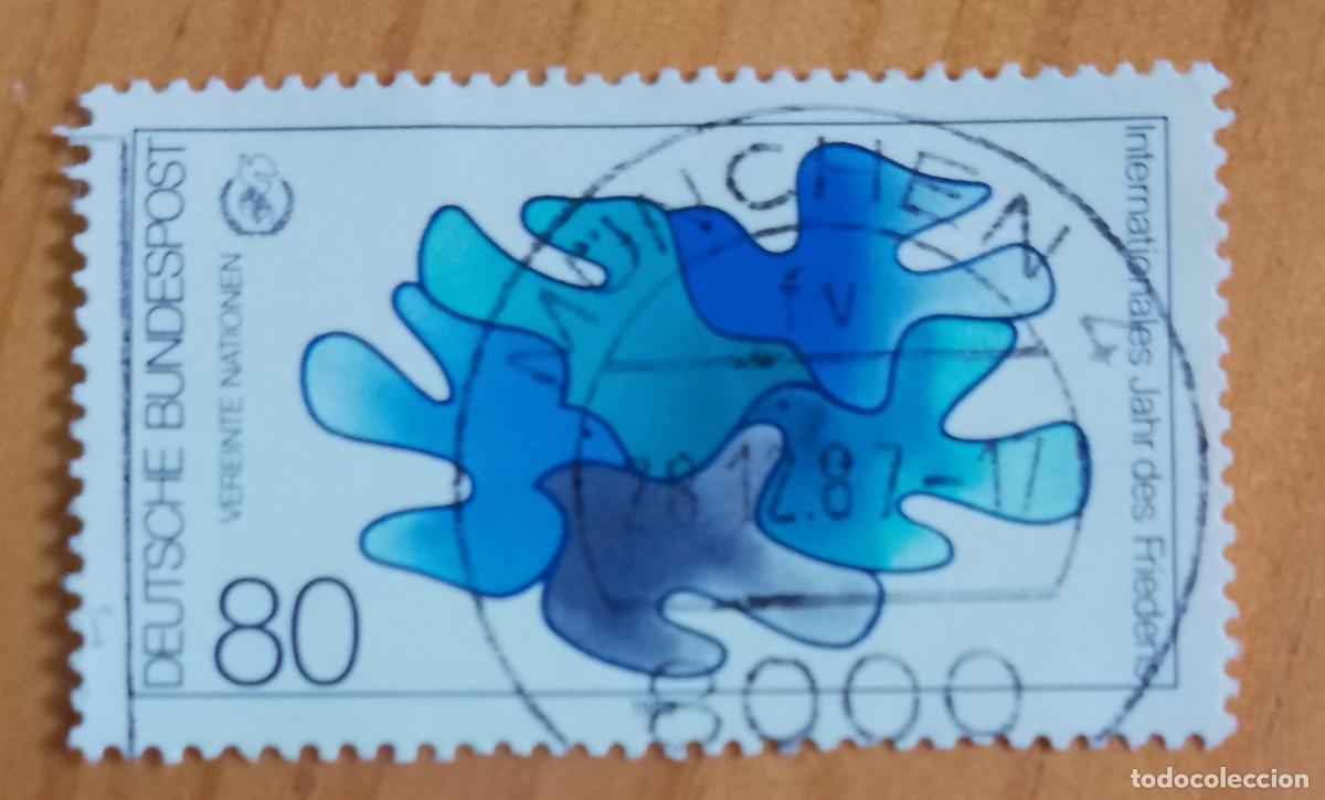 Sellos: ALEMANIA - V/F 80 - A&Ntilde;O 1988 - A&Ntilde;O INTERNACIONAL DE LA PAZ - MATASELLO INFORMATIVO: 28.12.87 M&Uuml;NCHEN